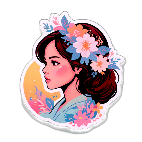 Empowering Sticker na may Silweta ni Ellen Adarna at mga Bulaklak