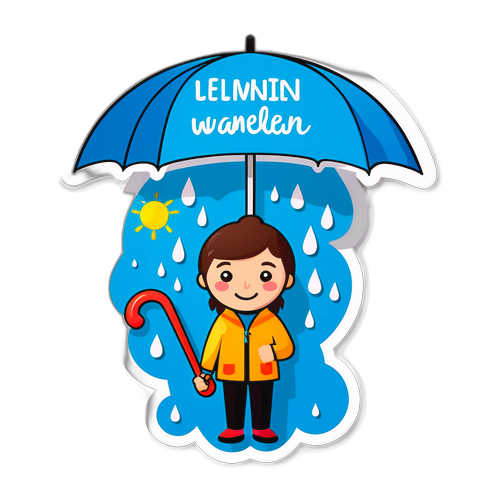 Hình ảnh hài hước của người cầm ô trong mưa