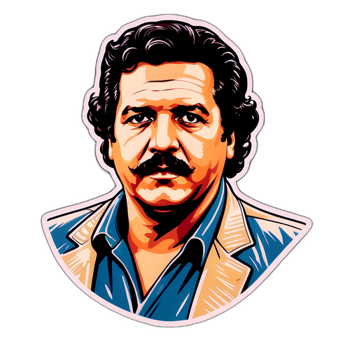 Pablo Escobar portré vintage háttérrel