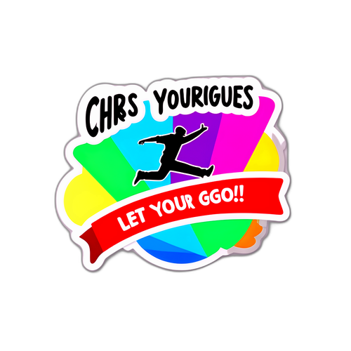 Een leuke sticker van een dansvloer met de boodschap "Laat jezelf gaan!"