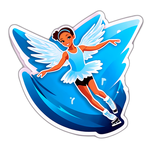 Sticker cu o patinatoare cu aripi de gheață