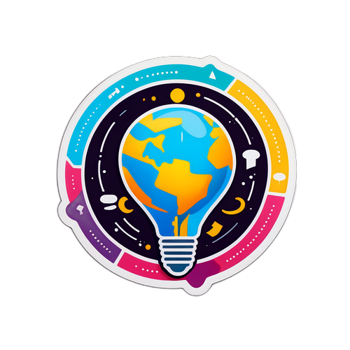 Стикер с элементами 3i/Atlas, отражающий концепцию инновационных идей и технологий