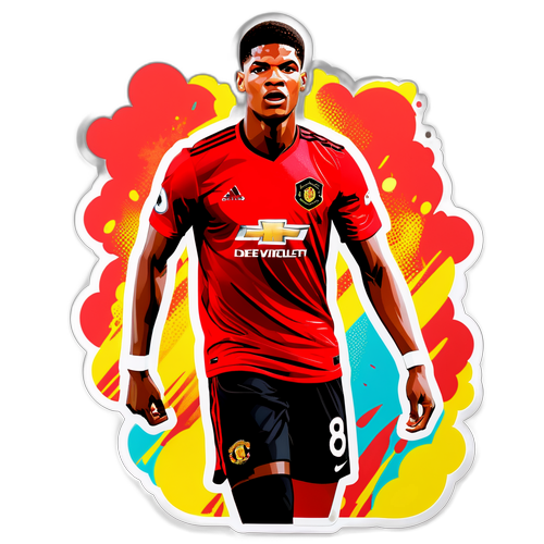 มาร์คัส แรชฟอร์ด ในท่าเตะฟุตบอลที่ทรงพลังและมีความตั้งใจ