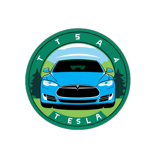 지속 가능한 미래의 테슬라를 상징하는 스티커