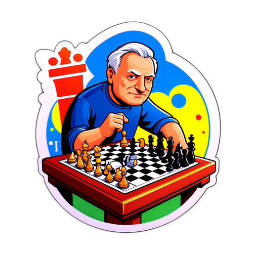 Карикатура Бориса Крюка за игрой в шахматы
