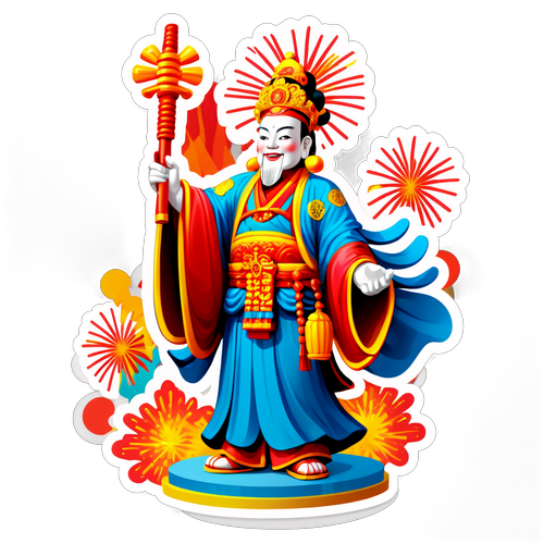 媽祖雕像與慶典煙火