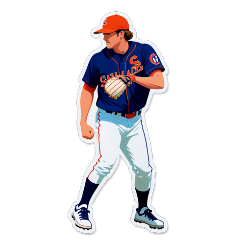 Sporty Baseball Pitcher Sticker