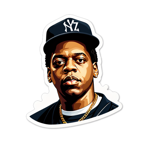 Design nálepky s portrétem Jay-Z a inspirativním citátem