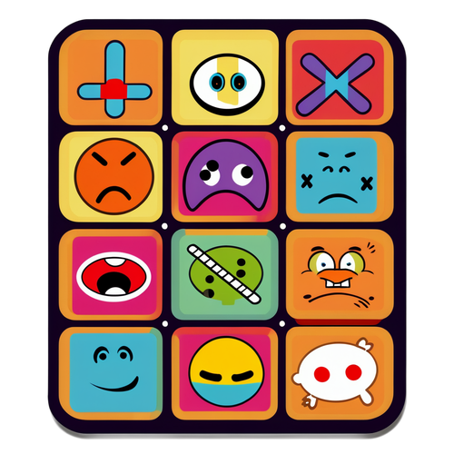 Tabuleiro de Jogo da Velha com Personagens Cômicos