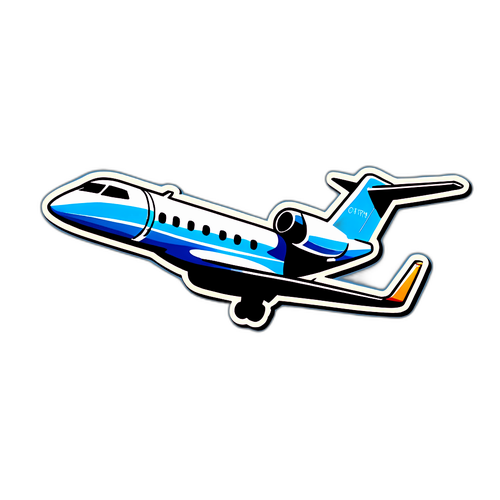 Een sticker van een glanzend Gulfstream vliegtuig met 'Op reis'