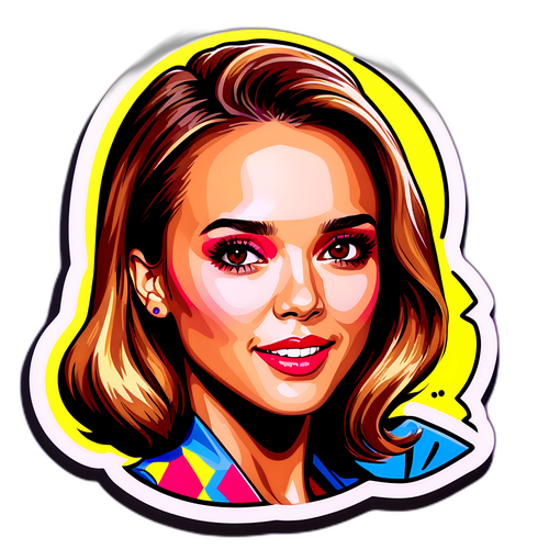 Sticker z Jessica Albą w stylu pop-art