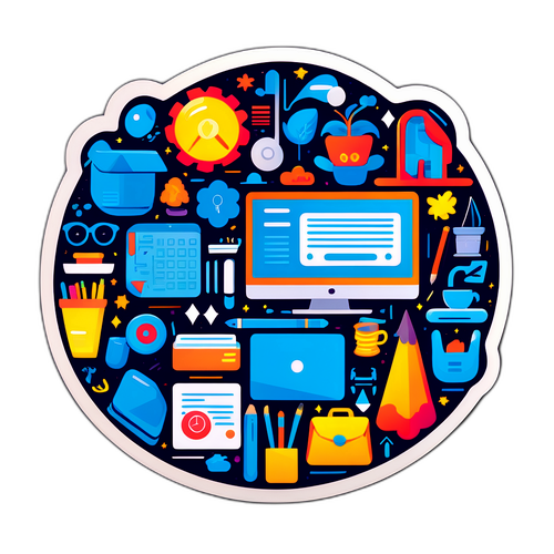 デジタル時代の働き方を象徴する印象的なステッカー