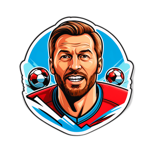 Portret Andrei Schjelderupa w stylu komiksowym