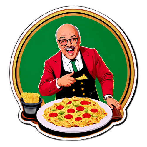 Sticker Divertente di Carlo Verdone con Elementi Italiani