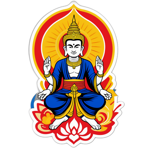 Stiker Budha Stylish Dengan Elemen Budaya Thailand