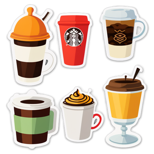 咖啡主題貼紙，包含各種咖啡杯和咖啡壺設計，適合咖啡愛好者