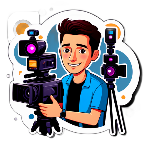 Ilustración de Adrián Suar en un set de cine