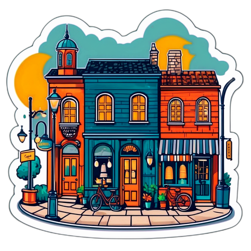Charming Small Town Illustration