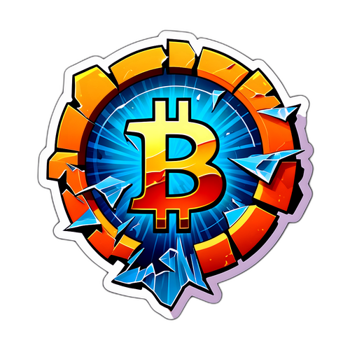 Bitcoin-Logo als zerbrochenes Glas