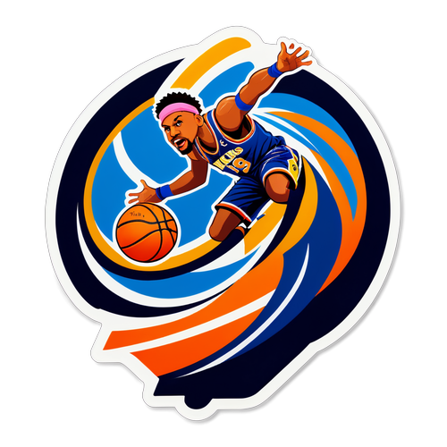 Dynamic Basketball Action Sticker