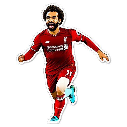 Sticker Dinamik Mohamed Salah Merayakan Gol di Anfield