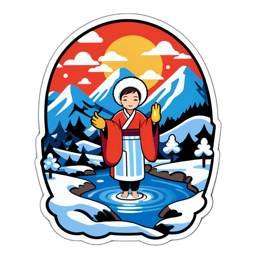 新潟の雪景色と温泉に癒されるキャラクターのデザイン
