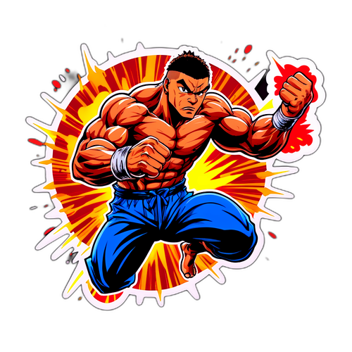 Design animé de Baki Zebo en duel intense