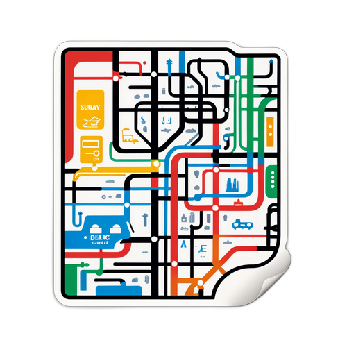 유머러스한 캐릭터가 있는 지하철 노선도 스티커