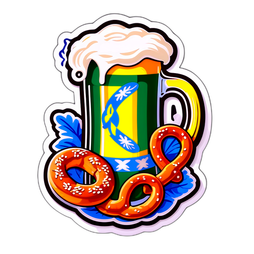 Bayerisches Bierglas mit Brezel und Hefeteiggebäck