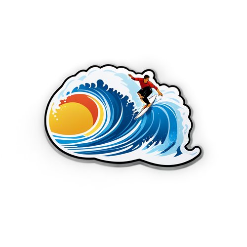 ¡Descubre el Sticker Imperdible del Surfista Alonso Correa! Energía y Pasión en Cada Ola