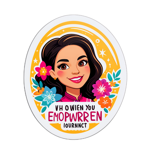 Una pegatina que celebra el viaje de Monica Farro