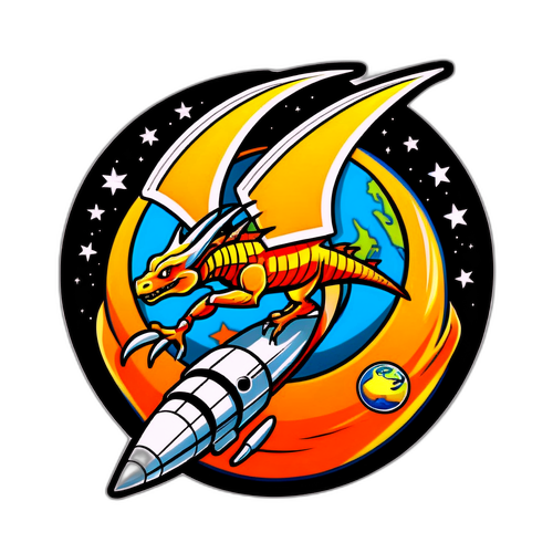 Futuristisk Dragon Spacecraft Sticker