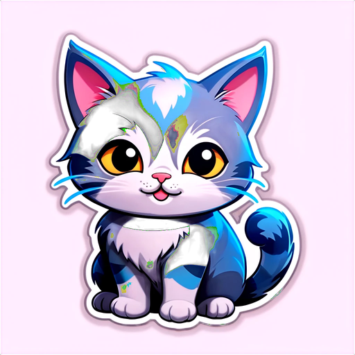 Cuddle Up with This Adorable Gradient Gray Cat Sticker - The Purrfect Expression of Joy!