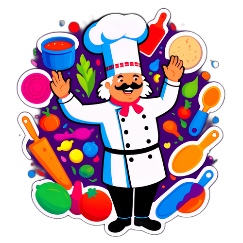 מדבקת שף משחקי עם מרכיבים צבעוניים