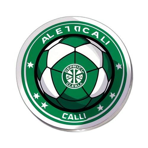 Ilustración de una pelota de fútbol con los logos de Atlético Nacional y Deportivo Cali
