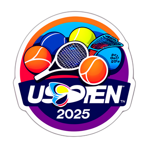 En färgglad klistermärke av US Open Tennis 2025