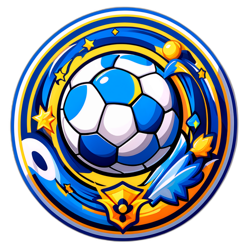 전통 아르헨티나 디자인의 축구공과 마법 요소