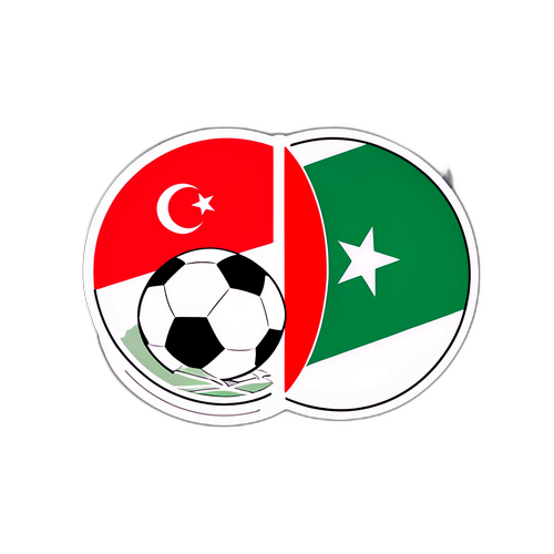 Наклейка с футболом, с флагами Нигерии и Туниса