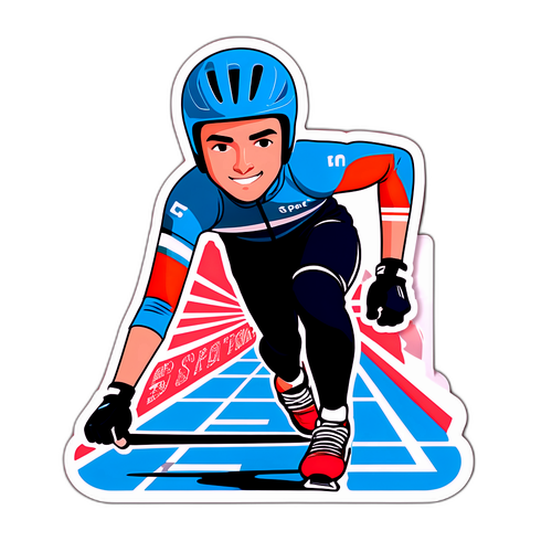 Эстетичный стикер с крутым спортсменом на короткокроссовом коньках с надписью 'Спорт — это жизнь!'