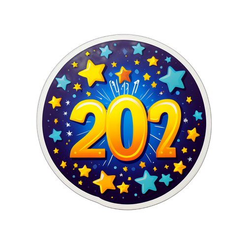 Sticker cu calendar marcat 2027 și stele