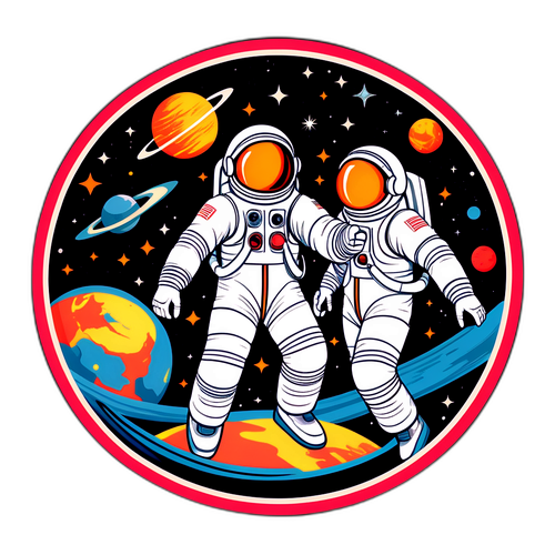 Stiker Retro Bertema Angkasa Menyambut Gemini 3