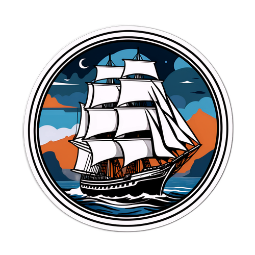 Nautisk klistremerke med Tall Ship Kristiansand