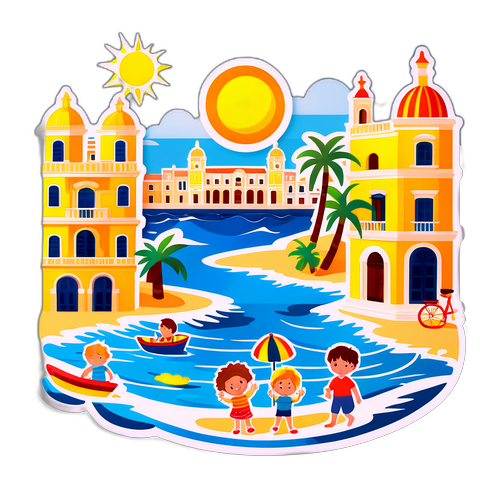 Çocukların Yaz Güneşi ve Denizde Oynadığı Figürler