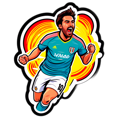 Stiker Bergaya Komik Adrián Liso Merayakan Gol