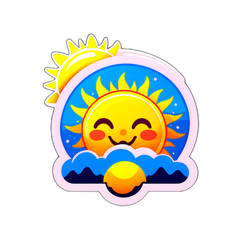 Simbol Matahari Cerah dengan Ikon Ramalan Cuaca