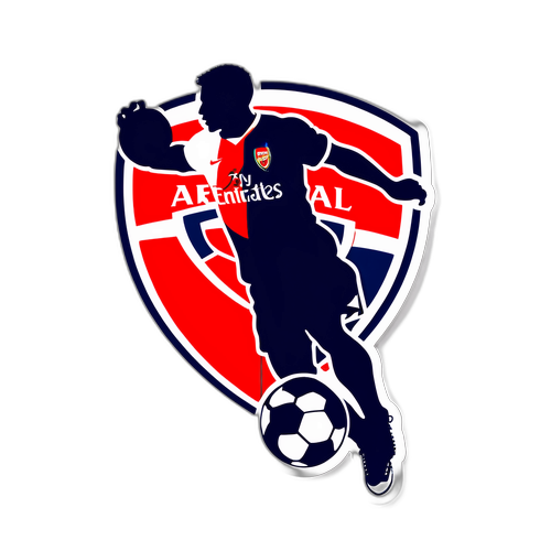 Silhuett av en fotballspiller med Arsenal-farger