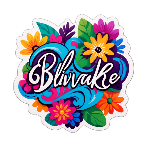 Vibrant klistremerke med ordet 'blivakker'