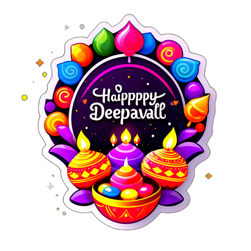 Stiker Ucapan Deepavali Berwarna-warni