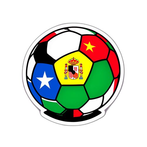 Χρωματιστό αυτοκόλλητο ποδοσφαιρικής μπάλας με τις σημαίες της Ισπανίας και της Ιταλίας