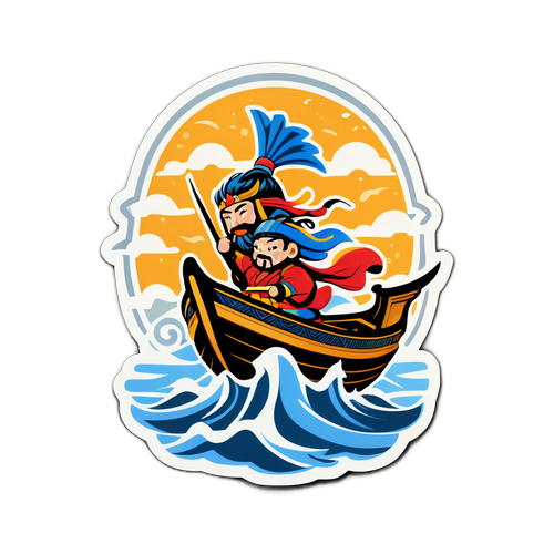 三国志の魅力を伝えるボートレースのステッカー